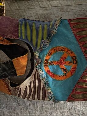 Hippie Love Festival Colorful Hobo Bag -Multicolor